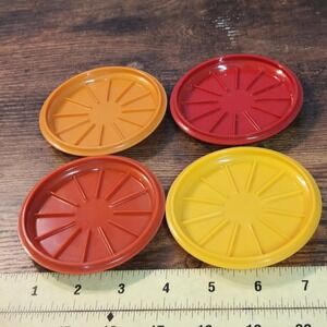 Vintage Tupperware Coasters Set of 4 Harvest Colors Red Orange Yellow 1313-6